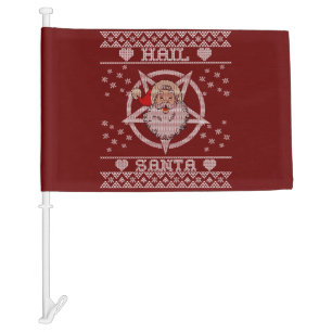 Hail Santa Claus Ugly Christmas Car Flag
