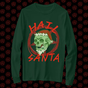 Hail Santa - Halloween Zombie Rocker Skull T-Shirt