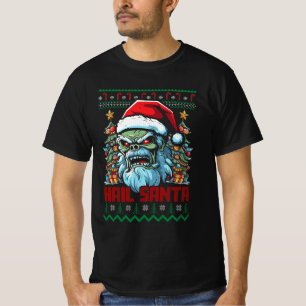 Hail Santa Heavy Metal Headbanger Ugly Christmas X T-Shirt