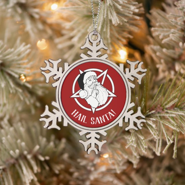 Hail Santa Pentagram Snowflake Framed Ornament (Tree)