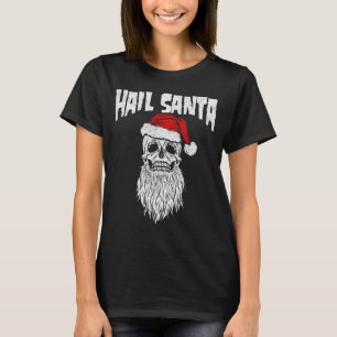 Hail Santa! Vintage Skull & Santa Hat Retro Fu T-Shirt