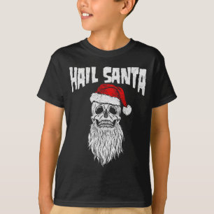 Hail Santa! Vintage Skull & Santa Hat Retro Fu T-Shirt