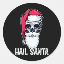 Hail Santa! Vintage Skull Santa Hat Retro Graphic