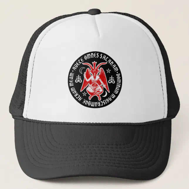 666 Caps Hail Satan - 666 Cross Cap - Antichrist Truckercap | Zazzle