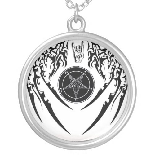 Hail Satan Baphomet  Horns and Wings Necklace