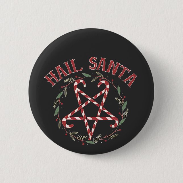 Hail Satan Christmas Krampus Xmas Devil Candy  Button (Front)
