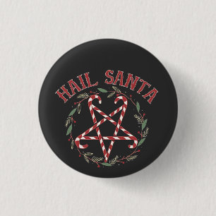 Hail Satan Christmas Krampus Xmas Devil Candy Button