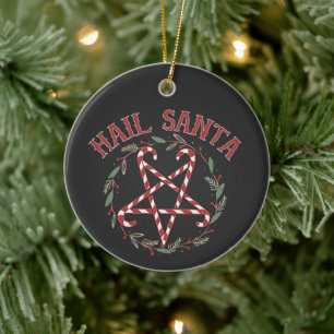 Hail Satan Christmas Krampus Xmas Devil Candy Ceramic Ornament