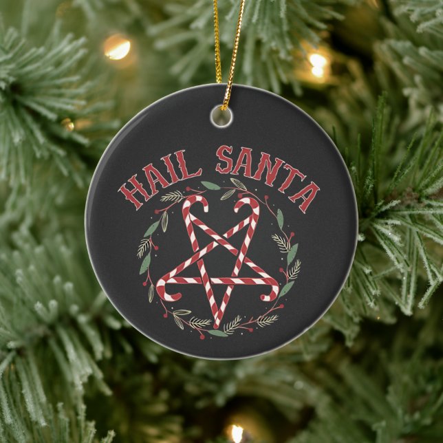 Hail Satan Christmas Krampus Xmas Devil Candy  Ceramic Ornament (Tree)