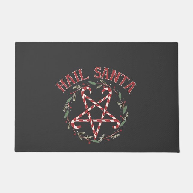 Hail Satan Christmas Krampus Xmas Devil Candy  Doormat (Front)