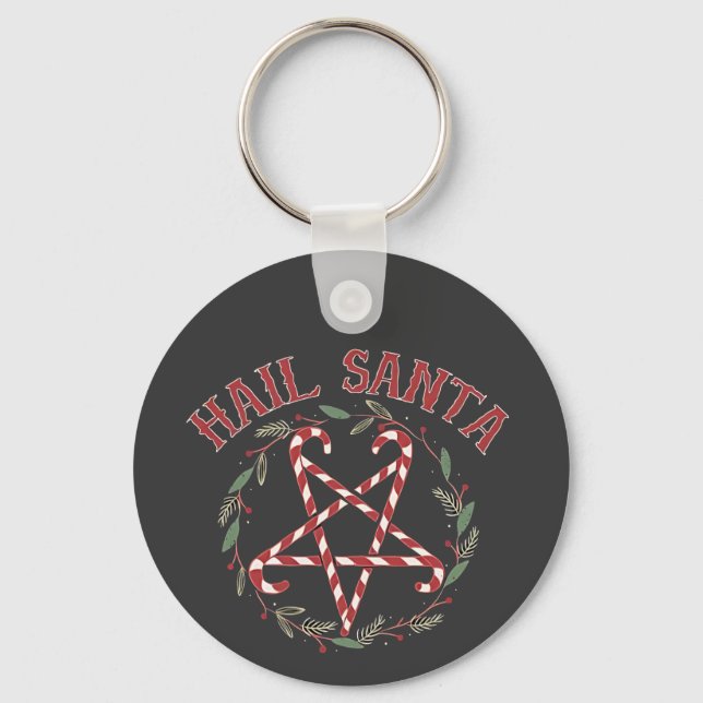 Hail Satan Christmas Krampus Xmas Devil Candy  Keychain (Front)