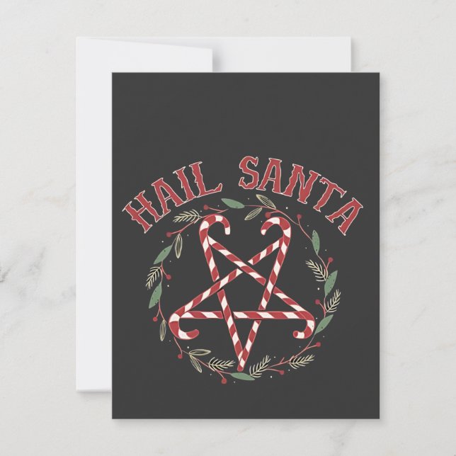 Hail Satan Christmas Krampus Xmas Devil Candy  Note Card (Front)