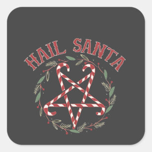 Hail Satan Christmas Krampus Xmas Devil Candy Square Sticker
