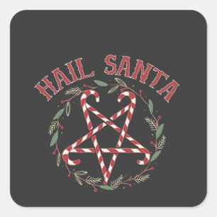 Hail Satan Christmas Krampus Xmas Devil Candy Square Sticker