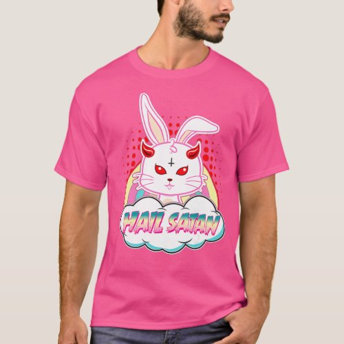 Hail Satan Easter Rabbit Demonic Evil Bunny Devil  T_Shirt