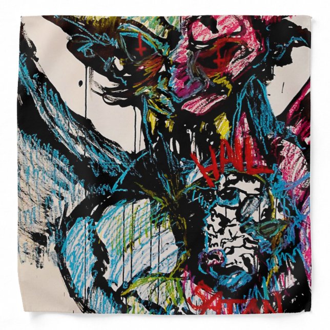 Hail Satan| gift for goat lover Bandana (Front)
