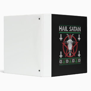 Hail Satan Goat Head Pentagram Funny Satanic Ugly 3 Ring Binder