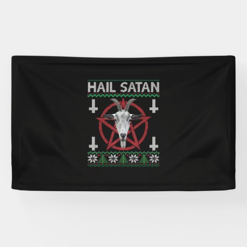 Hail Satan Goat Head Pentagram Funny Satanic Ugly Banner