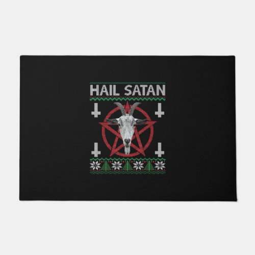 Hail Satan Goat Head Pentagram Funny Satanic Ugly Doormat