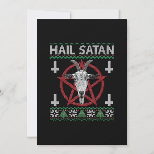 Hail Satan Goat Head Pentagram Funny Satanic Ugly Holiday Card