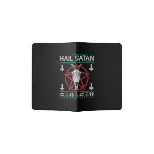 Hail Satan Goat Head Pentagram Funny Satanic Ugly Passport Holder