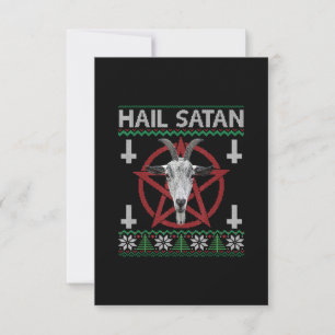 Hail Satan Goat Head Pentagram Funny Satanic Ugly RSVP Card