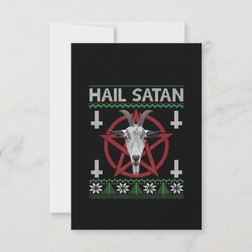 Hail Satan Goat Head Pentagram Funny Satanic Ugly Thank You Card