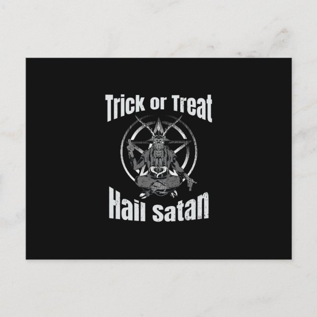 Hail Satan Pentagram Goat Halloween Holiday Postcard (Front)
