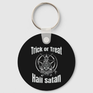 Hail Satan Pentagram Goat Halloween Keychain