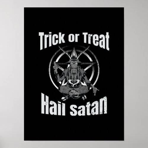 Hail Satan Pentagram Goat Halloween Poster