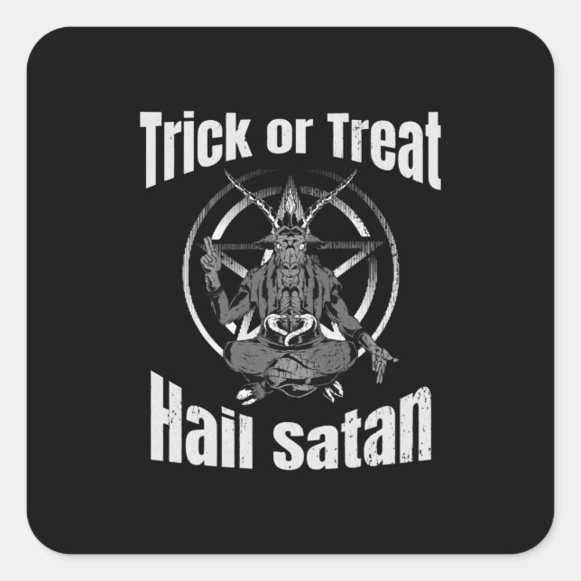 Hail Satan Pentagram Goat Halloween Square Sticker (Front)