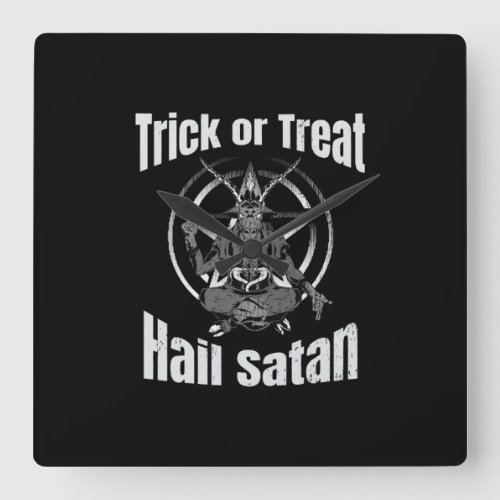 Hail Satan Pentagram Goat Halloween Square Wall Clock