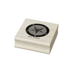 Hail Satan rubber stamp w/Baphomet
