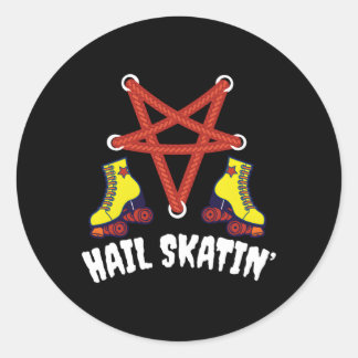Hail Skatin' Satan Punk Skating Roller Derby Classic Round Sticker