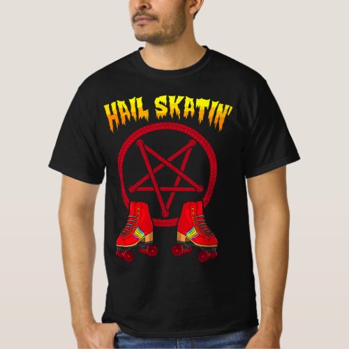 Hail Skating Funny Halloween and Goth Skates  T_Shirt