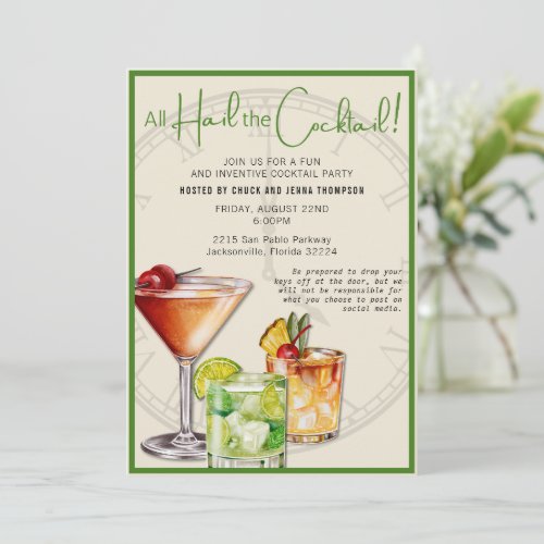 Hail the Cocktail Colorful Party Invitation