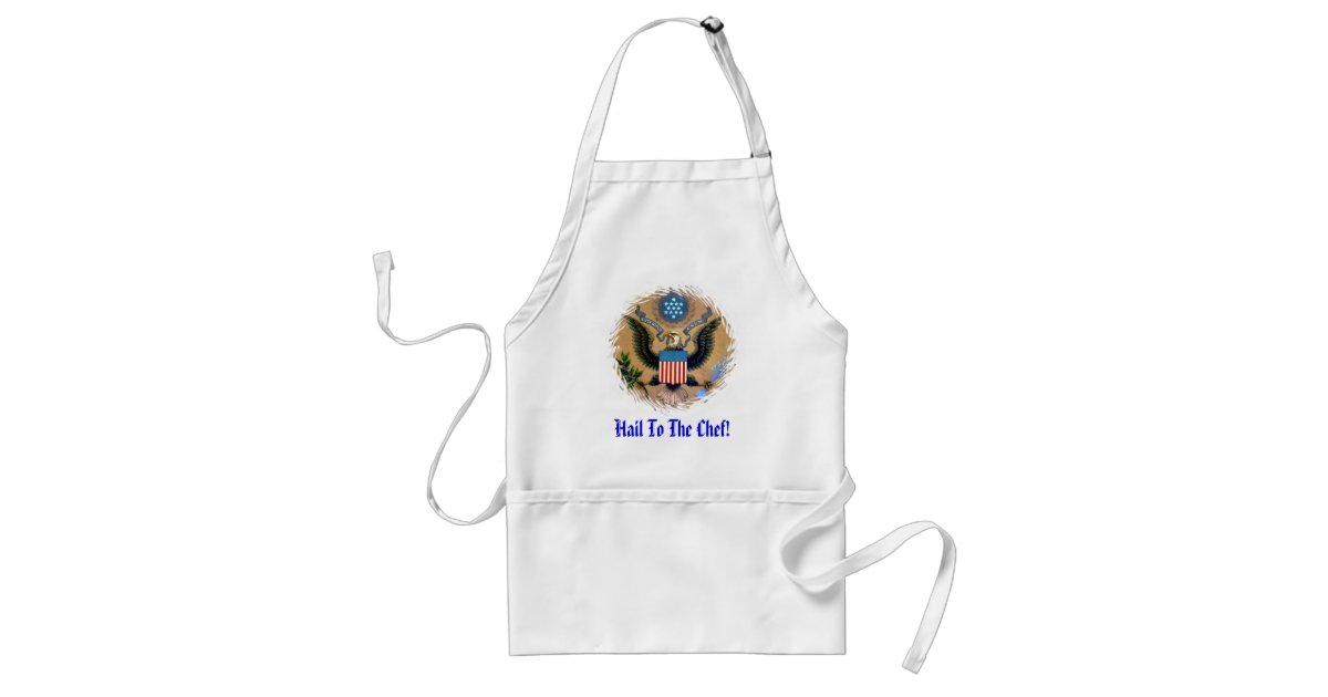 Hail To The Chef Funny Kitchen Aprons, White Cooking Aprons Gift Idea