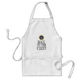 Hail To The Chef Funny Kitchen Aprons, White Cooking Aprons Gift Idea