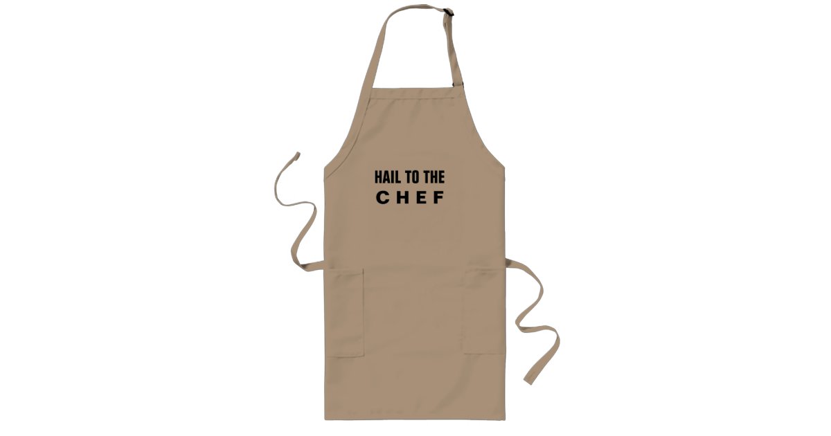 Hail To The Chef Funny Kitchen Aprons, White Cooking Aprons Gift Idea