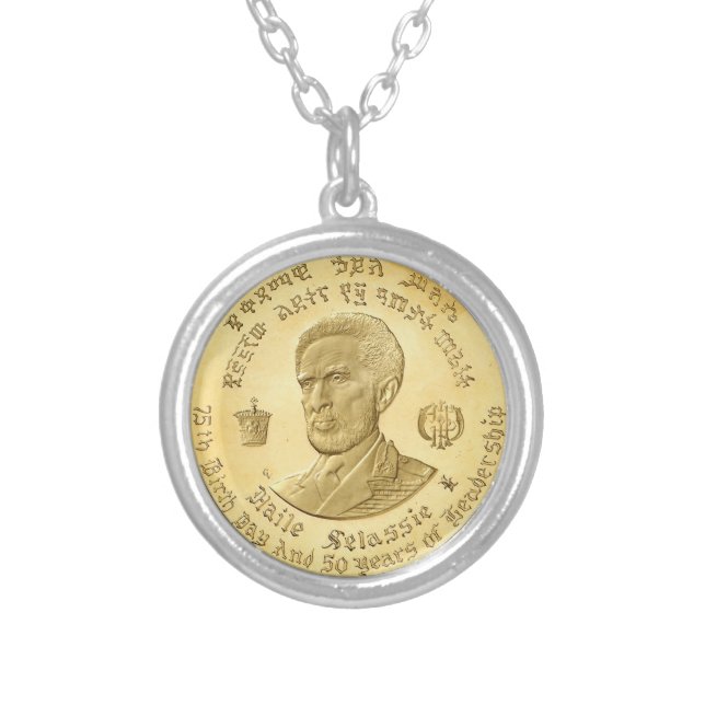 Haile Selassie - Empire of Ethiopia - Jewellery Silver Plated Necklace (Front)
