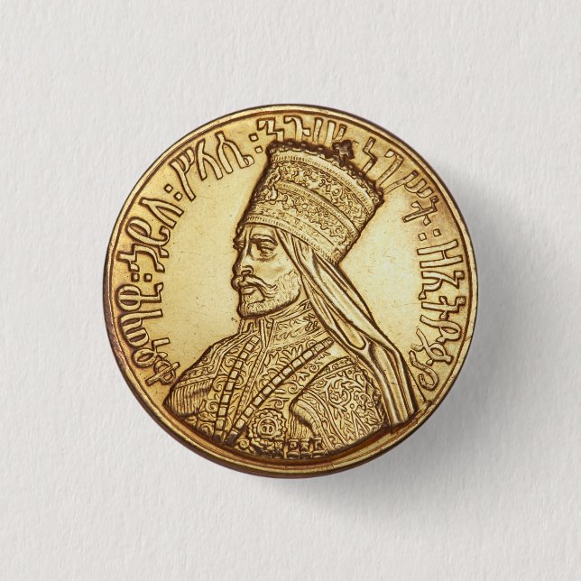 Haile Selassie Empire of Ethiopia Rastafari Button (Front)