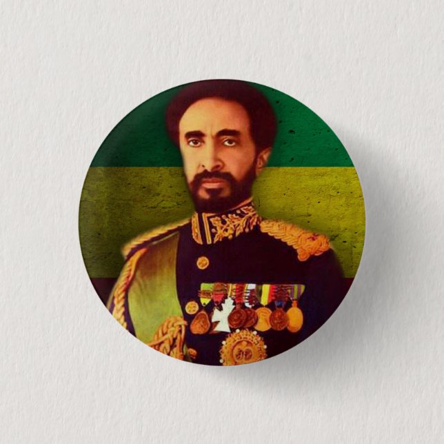 Haile Selassie Empire of Ethiopia Rastafari Button (Front)