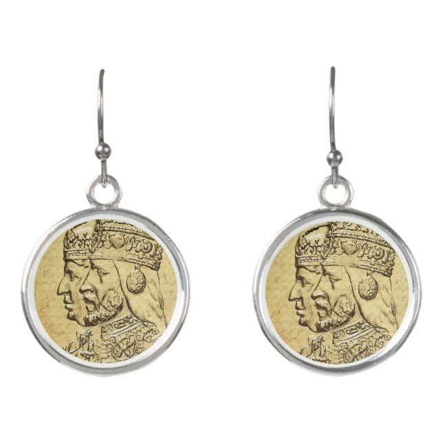 Haile Selassie Empress Menen Rasta Lion of Judah Earrings (Front)