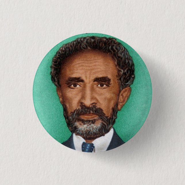 Haile Selassie Ethiopia Jah Rastafari Reggae Roots Button (Front)