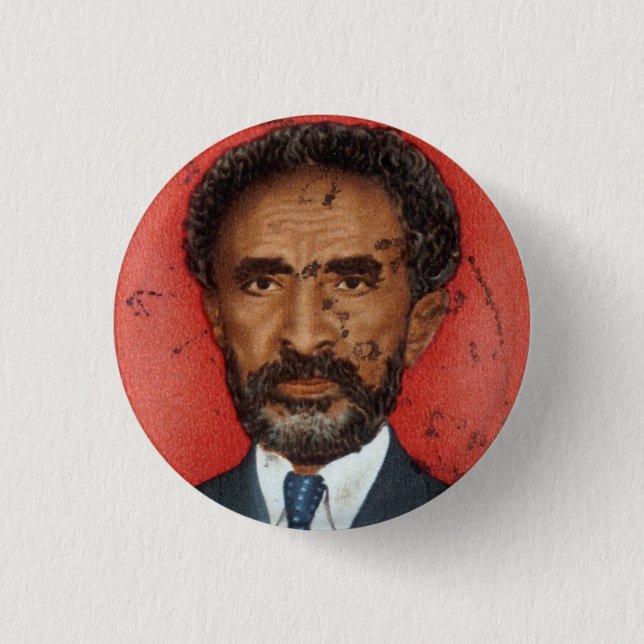 Haile Selassie Ethiopia Jah Rastafari Reggae Roots Button (Front)