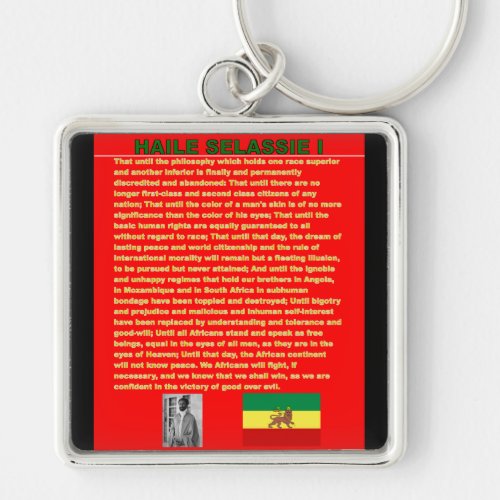 Haile Selassie Famous War Speech to UN 1963 Keychain