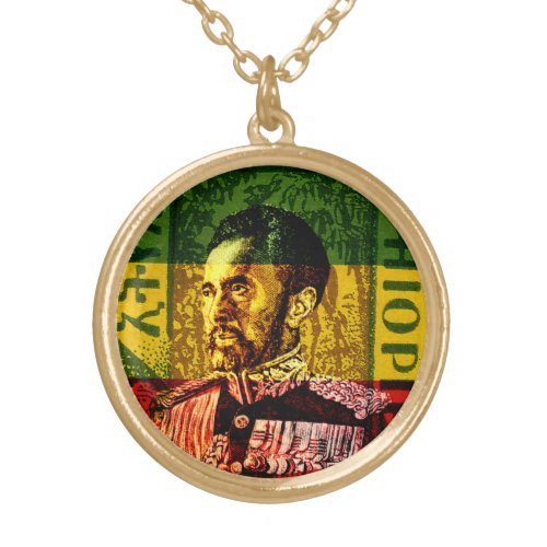 Haile Selassie Gold Plated Pendant