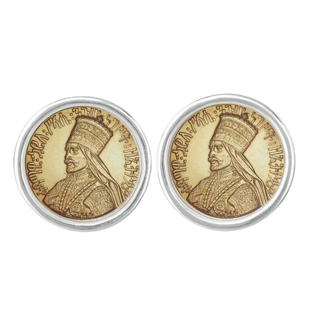 Haile Selassie - HIM - Rastafari - Jah Cufflinks (Front)
