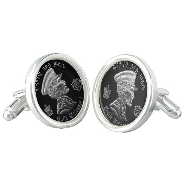 Haile Selassie - HIM - Rastafari - Jah Cufflinks (Angled)