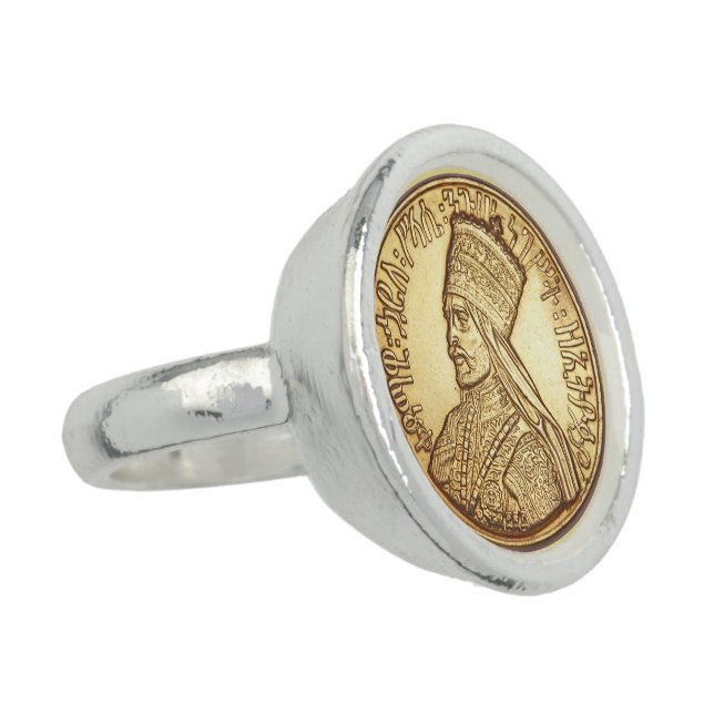 Haile Selassie - HIM - Rastafari - Jah Silver Ring (Side)